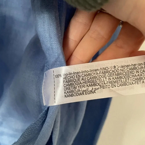 Zara Linen Shirt With Knot Blue NWT Size XS - Picture 5 of 5